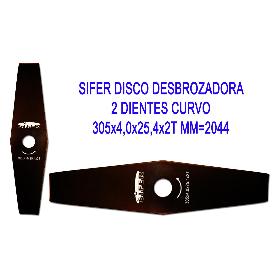 SIFER DISCO DESBROZADORA 2 DIENTES CURVO 305X4,0X25,4X2T MM 2044