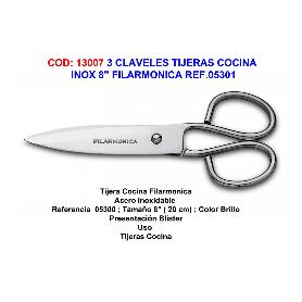 3 CLAVELES TIJERAS COCINA INOX 8  FILARMONICA REF.05301