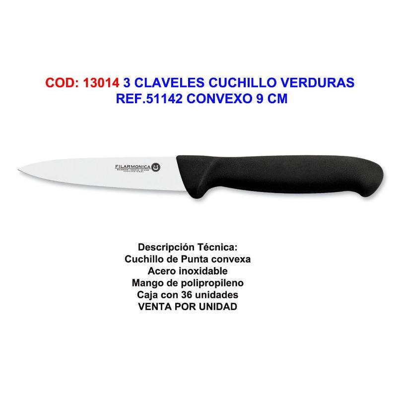 CUCHILLO VERDURAS 9CM 3 CLAVELES (UNIDAD)