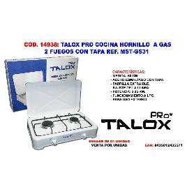 TALOX PRO COCINA HORNILLO A GAS 2 FUEGOS CON TAPA MST-GS31