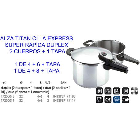 ALZA TITAN OLLA EXPRES SUPER RAPIDA (DUPLEX 4+6+TAPA) 17230018