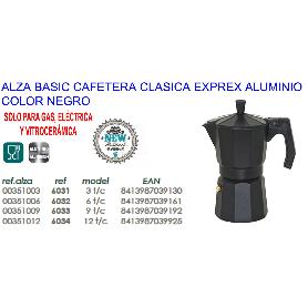 ALZA BASIC CAFETERA CLASICA EXPRES ALUMINIO NEGRA   3 TAZAS 6031