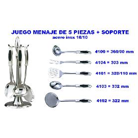 ARCOS JUEGO MENAJE 5 PIEZAS CON SOPORTE TODO INOX 18-10   411600