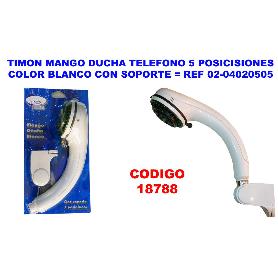TIMON MANGO DUCHA TELEFONO 5 POSIC.BLANCO+SOPORTE 02-04020505