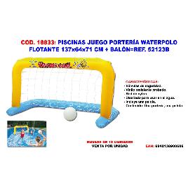 PISCINAS JUEGO PORTERIA WATERPOLO FLOTANTE 137X64+BALON 52123B