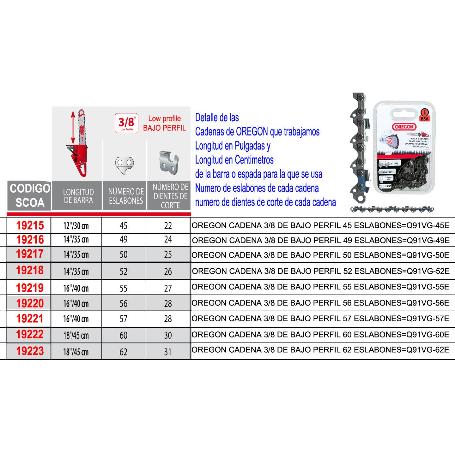 OREGON CADENA 3-8 DE BAJO PERFIL 56 ESLABONES Q91VG-56E