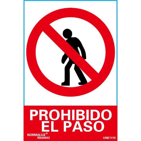 NORMALUZ SEÑAL LUMINISCENTE PROHIBIDO EL PASO 21X30 RD40002