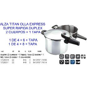 ALZA TITAN OLLA EXPRES SUPER RAPIDA (DUPLEX 4+8+TAPA) 17230011