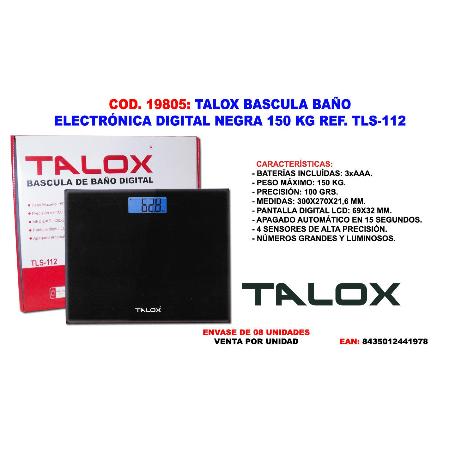 TALOX BASCULA BAÑO ELECTRONICA DIGITAL NEGRA 150 KG TLS-112
