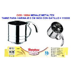 MENAJE METALTEX TAMIZ PARA HARINA 8 CM INOX C-GATILLO  115008