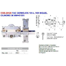 FAC CERROJOS 101-L -105 NIQUEL CILINDRO 50 MM 01051