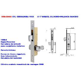 CVL CERRADURA 1968-     -0-17 NIQUEL CILINDRO+PALANCA GANCHO