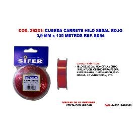 CUERDA CARRETE HILO SEDAL ROJO   0,9 MM X 100 METROS SD54