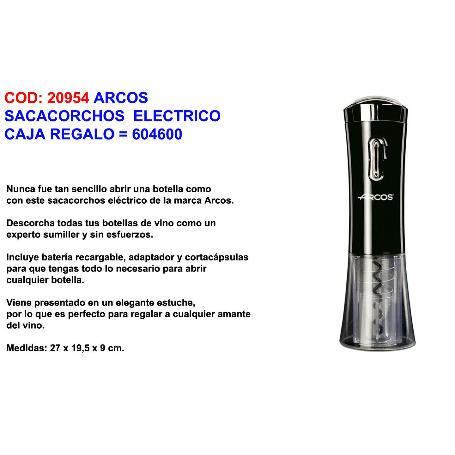 ARCOS  SACACORCHOS  ELECTRICO CAJA REGALO   604600