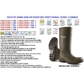 DUNLOP BOTA AGUA GOMA  PROFESIONA -20ºC PUROFORT Nº38 460843-933