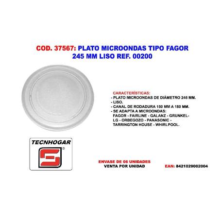 PLATO MICROONDAS TIPO FAGOR 245 MM LISO REF. 00200
