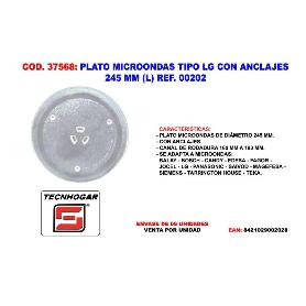 PLATO MICROONDAS TIPO LG CON ANCLAJES 245 MM (L) REF. 00202