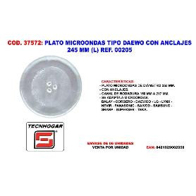PLATO MICROONDAS TIPO DAEWO CON ANCLAJES 245 MM (L) REF. 00205