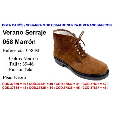 BOTA CANOS-SEGARRA MOD.058-M DE SERRAJE VERANO MARRON TALLA 43