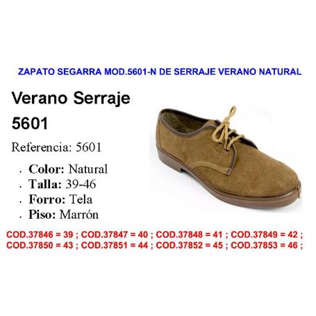 ZAPATO SEGARRA MOD.5601-N DE SERRAJE VERANO NATURAL TALLA 42