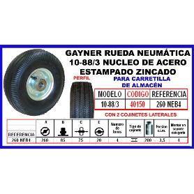 GAYNER CARRET.MANO RUEDA NEUMATICA 10-88-3 NUCLEO METAL 260 NEB4