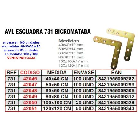 AVL ESCUADRA 731-120X120 BICROMATADA (CAJA 50 UNIDADES)