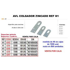 AVL COLGADOR H1 ZINCADO DE 40 MM (CAJA 200 UNIDADES)