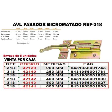 AVL PASADOR 318 BICROMATADO 300 MM WL320 (CAJA 5 UNIDADES)