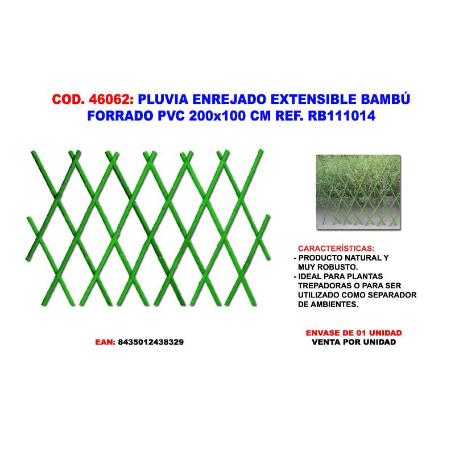 PLUVIA ENREJADO EXTENSIBLE BAMBU FORRADO PVC 200X100 CM RB111014