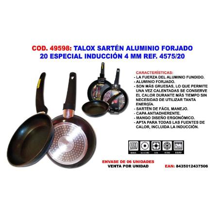 TALOX SARTEN ALUMINIO FORJADO 20 ESPECIAL INDUCCION 4 MM 4575-20