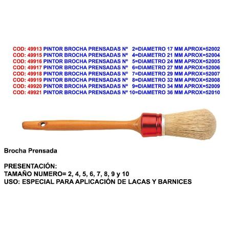 PINTOR BROCHA PRENSADAS Nº   4 DIAMETRO 21 MM APROX 52004