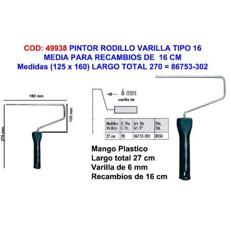 PINTOR MANGO VARILLA RODILLO MEDIA 16 125X160LARGO 270 86753-302