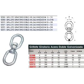 GRILLETE GIRATORIO DOBLE AVL GALVANIZADO M-10   3-8