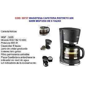 MAGEFESA CAFETERA RISTRETO 600  600W MGF3255 6 TAZAS