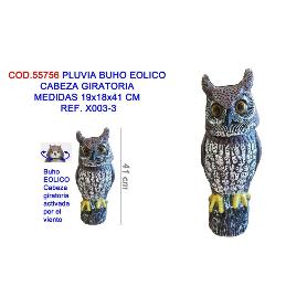 PLUVIA BUHO EOLICO CABEZA GIRATORIA 19X18X41 CM REF. X003-3