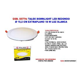 TALOX DOWNLIGHT LED REDONDO Ø19.5 CM EXTRAPLANO 18 W LUZ BLANCA