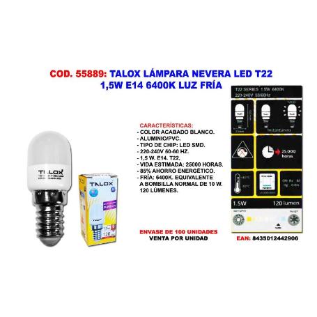 TALOX LAMPARA  NEVERA LED 1,5W E14  6000K
