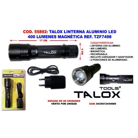 TALOX LINTERNA RECARGABLE  ALU LED 400 LUMEN MAGNETICA TZF7498