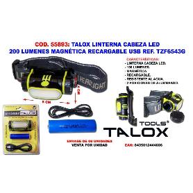 TALOX LINTERNA CABEZA LED 200 LU. MAGNE. RECARGABLE USB TZF6543G