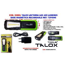 TALOX LINTERNA LED 420 LUMENES BASE MAGNETICA RECARGABLE TZF6846