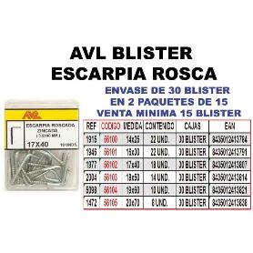 AVL BLISTER ESCARPIA ROSCA 16X30 ZINCADA  1946 (CAJA 15 UNIDADES)