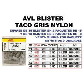 AVL BLISTER TACO GRIS NYLON   6 MM     2134 (CAJA 9 UNIDADES)