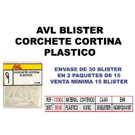 AVL BLISTER CORCHETE CORTINA PLASTICO 2097 (CAJA 15 UNIDADES)