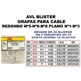 AVL BLISTER GRAPA Nº 8 CABLE REDONDO  2394 (CAJA 15 UNIDADES)