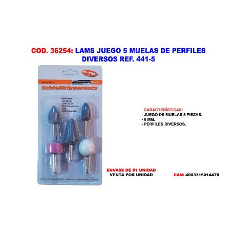 LAMS JUEGO 5 MUELAS DE PERFILES DIVERSOS REF 441-5