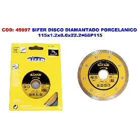 SIFER DISCO DIAMANTADO PORCELANICO 115X1.2X8.0X22.2 68P115