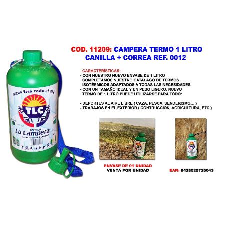 CAMPERA TERMO 1 LITRO + CANILLA + CORREA 0012