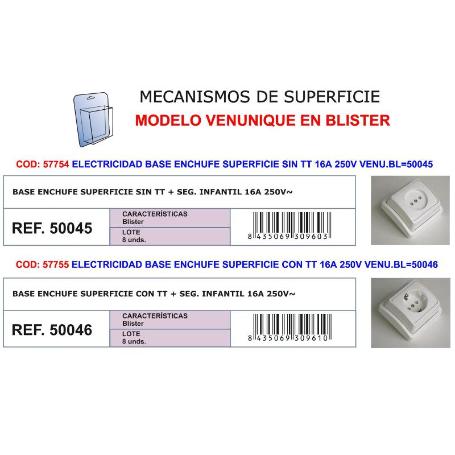ELECTRICIDAD BASE ENCHUFE SUPERFICIE C-TT 16A 250V 50046-91846