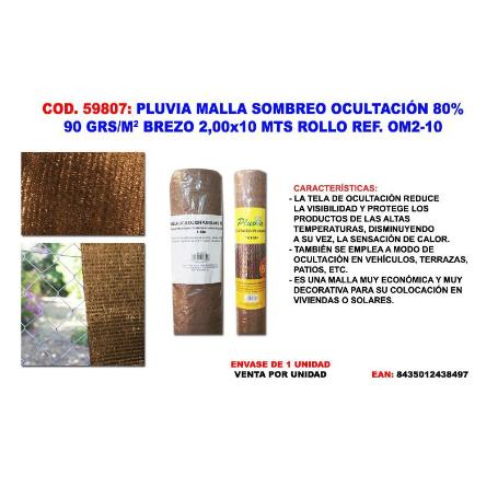 PLUVIA MALLA SOMBREO-OCULTACION 90G-M2 BREZO 2,00X10 MT ROLL